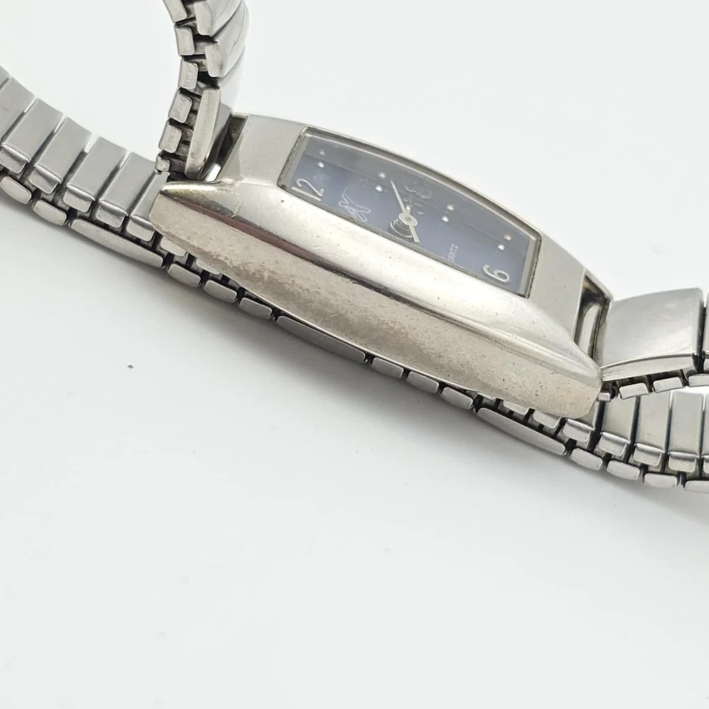 Vtg LAX Ladies Watch Navy‎ Blue Dial Silver Tone New Battery 7